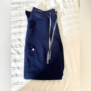 Figs Navy High Waisted Kade Cargo Scrub Pants